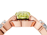 Rose gold Three-Stone Fancy Yellow Radiant Cut Diamond Wave Pave Band with Prong Setting_34