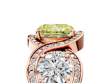 Rose gold Three-Stone Fancy Yellow Radiant Cut Diamond Wave Pave Band with Prong Setting_35