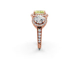 Rose gold Three-Stone Fancy Yellow Radiant Cut Halo Diamond Milgrain Band with Four-Prong Setting_2