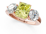 Rose gold Three-Stone Fancy Yellow Radiant  Cut Solitaire Ring with Prong Setting on a Classic Band_100