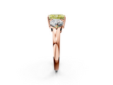 Rose gold Three-Stone Fancy Yellow Radiant  Cut Solitaire Ring with Prong Setting on a Classic Band_101