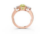 Rose gold Three-Stone Fancy Yellow Radiant  Cut Solitaire Ring with Prong Setting on a Classic Band_102