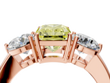 Rose gold Three-Stone Fancy Yellow Radiant  Cut Solitaire Ring with Prong Setting on a Classic Band_103
