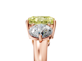 Rose gold Three-Stone Fancy Yellow Radiant  Cut Solitaire Ring with Prong Setting on a Classic Band_104