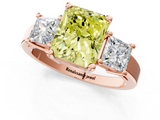 Rose gold Three-Stone Fancy Yellow Radiant  Cut Solitaire Ring with Prong Setting_4