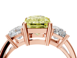 Rose gold Three-Stone Fancy Yellow Radiant  Cut Solitaire Ring with Prong Setting_7