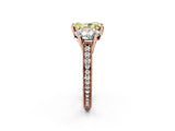 Rose gold Three-Stone Fancy Yellow Radiant  Diamond Milgrain Pave Band with Prong Setting 3
