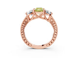 Rose gold Three-Stone Fancy Yellow Radiant  Diamond Milgrain Pave Band with Prong Setting 4