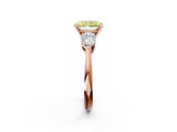 Rose gold Three-Stone Fancy Yellow Radiant  Diamond Ring with Pear Side Stones in Four-Prong Setting_47