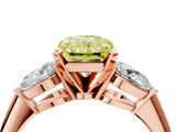 Rose gold Three-Stone Fancy Yellow Radiant  Diamond Ring with Pear Side Stones in Four-Prong Setting_49