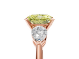 Rose gold Three-Stone Fancy Yellow Radiant  Diamond Ring with Pear Side Stones in Four-Prong Setting_50