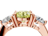 Rose gold Three-Stone Fancy Yellow Round  Brilliant Cut Solitaire Ring with Prong Setting on a Classic Band 5
