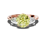 Rose gold Three-Stone Fancy Yellow Round Cut Brilliant Diamond Solitaire Ring with Tapered Band and Four-Prong Setting_3