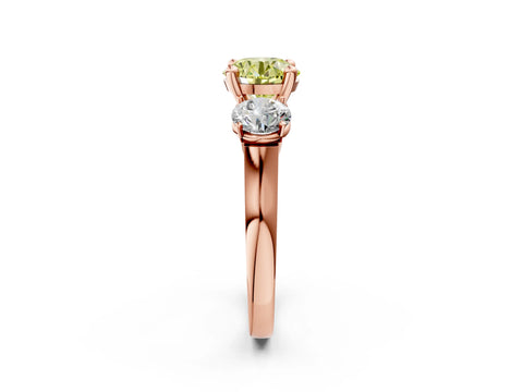 Rose gold Three-Stone Fancy Yellow Round Cut Brilliant Diamond Trellis Ring with Comfort Fit Band_14