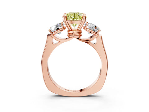 Rose gold Three-Stone Fancy Yellow Round Cut Brilliant Diamond Trellis Ring with Comfort Fit Band_15