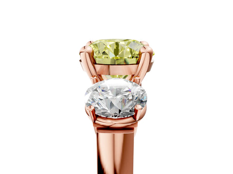 Rose gold Three-Stone Fancy Yellow Round Cut Brilliant Diamond Trellis Ring with Comfort Fit Band_17