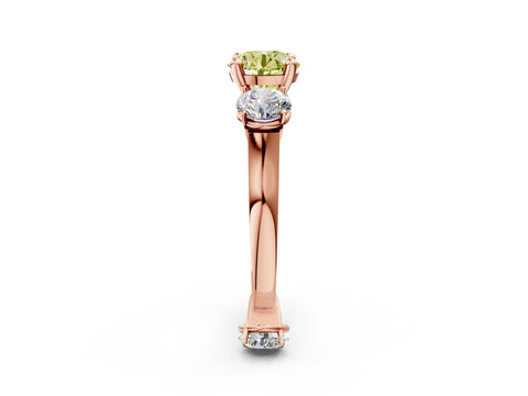 Rose gold Three-Stone Fancy Yellow Round Cut Brilliant Diamond Trellis Ring with Comfort Fit Band_2