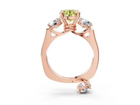 Rose gold Three-Stone Fancy Yellow Round Cut Brilliant Diamond Trellis Ring with Comfort Fit Band_3