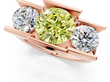 Rose gold Three Stone Fancy Yellow Round Cut Cut Channel Set Diamond Ring_1