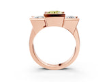 Rose gold Three Stone Fancy Yellow Round Cut Cut Channel Set Diamond Ring_3