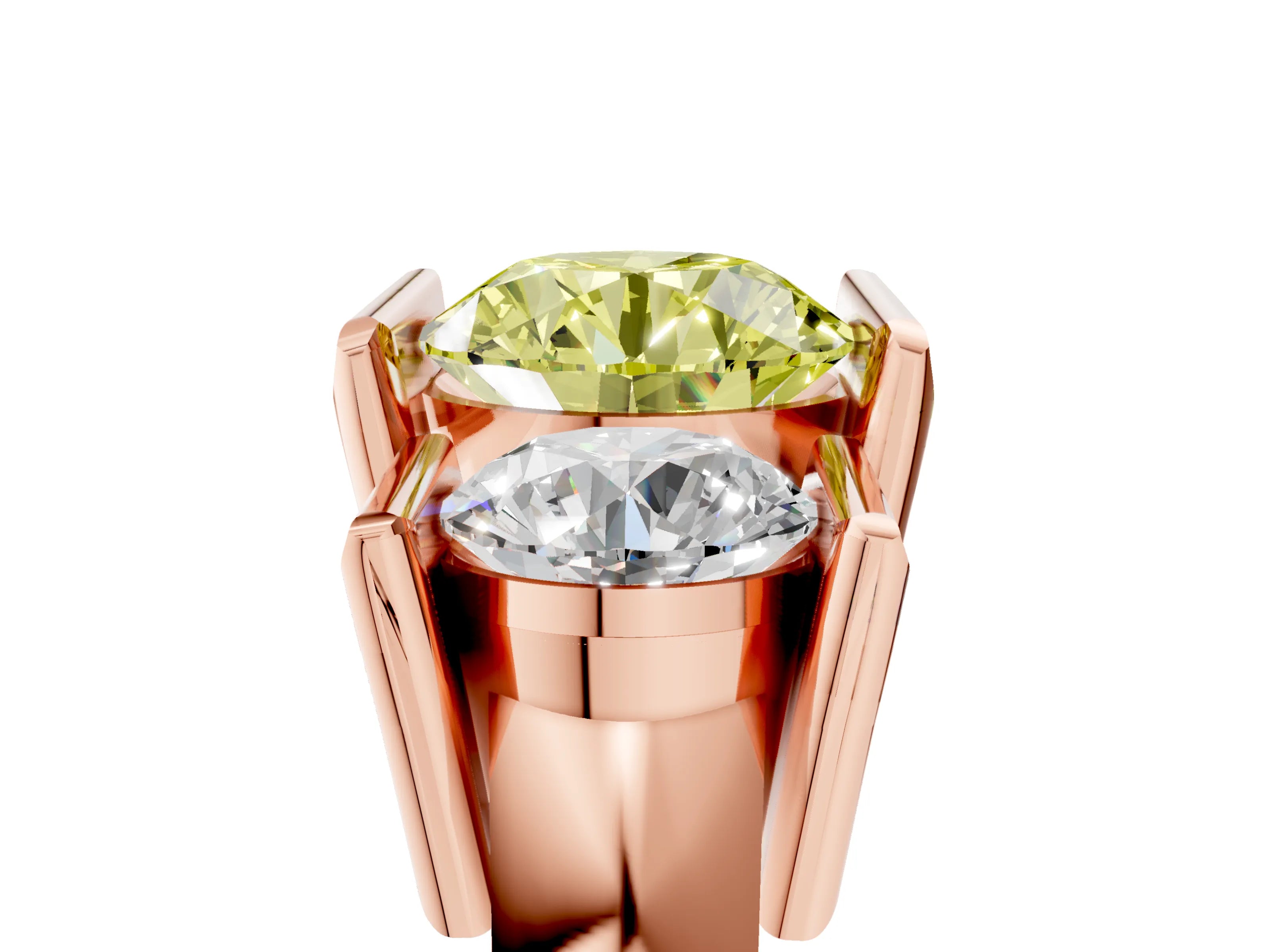 Rose gold Three Stone Fancy Yellow Round Cut Cut Channel Set Diamond Ring_5
