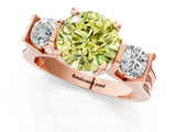 Rose gold Three-Stone Fancy Yellow Round Cut Cut Classic Band Prong Setting Ring_1