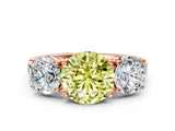 Rose gold Three-Stone Fancy Yellow Round Cut Cut Diamond Engagement Ring with Flat Band and Four-Prong Setting_12