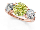 Rose gold Three-Stone Fancy Yellow Round Cut Cut Diamond Engagement Ring with Flat Band and Four-Prong Setting_13