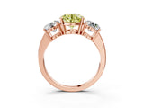 Rose gold Three-Stone Fancy Yellow Round Cut Cut Diamond Engagement Ring with Flat Band and Four-Prong Setting_15