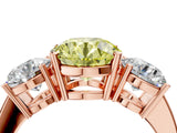 Rose gold Three-Stone Fancy Yellow Round Cut Cut Diamond Engagement Ring with Flat Band and Four-Prong Setting_16