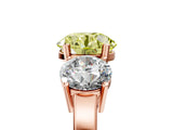 Rose gold Three-Stone Fancy Yellow Round Cut Cut Diamond Engagement Ring with Flat Band and Four-Prong Setting_17