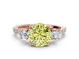 Rose gold Three-Stone Fancy Yellow Round Cut Cut Diamond Pavé Band with Prong Setting_15