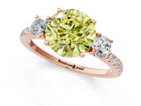 Rose gold Three-Stone Fancy Yellow Round Cut Cut Diamond Pavé Band with Prong Setting_16