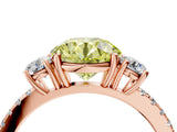 Rose gold Three-Stone Fancy Yellow Round Cut Cut Diamond Pavé Band with Prong Setting_19
