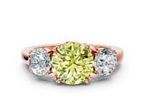 Rose gold Three-Stone Fancy Yellow Round Cut Cut Diamond Ring with Channel Set Band and Four-Prong Setting_24