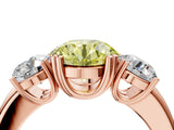 Rose gold Three-Stone Fancy Yellow Round Cut Cut Diamond Ring with Channel Set Band and Four-Prong Setting_28