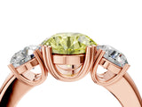 Rose gold Three-Stone Fancy Yellow Round Cut Cut Diamond Ring with Channel Set Band and Four-Prong Setting_4