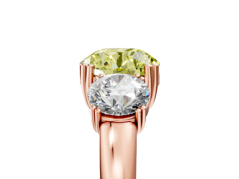 Rose gold Three-Stone Fancy Yellow Round Cut Cut Diamond Ring with Channel Set Band and Four-Prong Setting_5