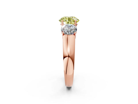 Rose gold Three-Stone Fancy Yellow Round Cut Cut Diamond Ring with Prong Setting and Classic Band_2