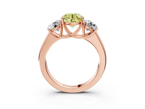 Rose gold Three-Stone Fancy Yellow Round Cut Cut Diamond Ring with Prong Setting and Classic Band_3
