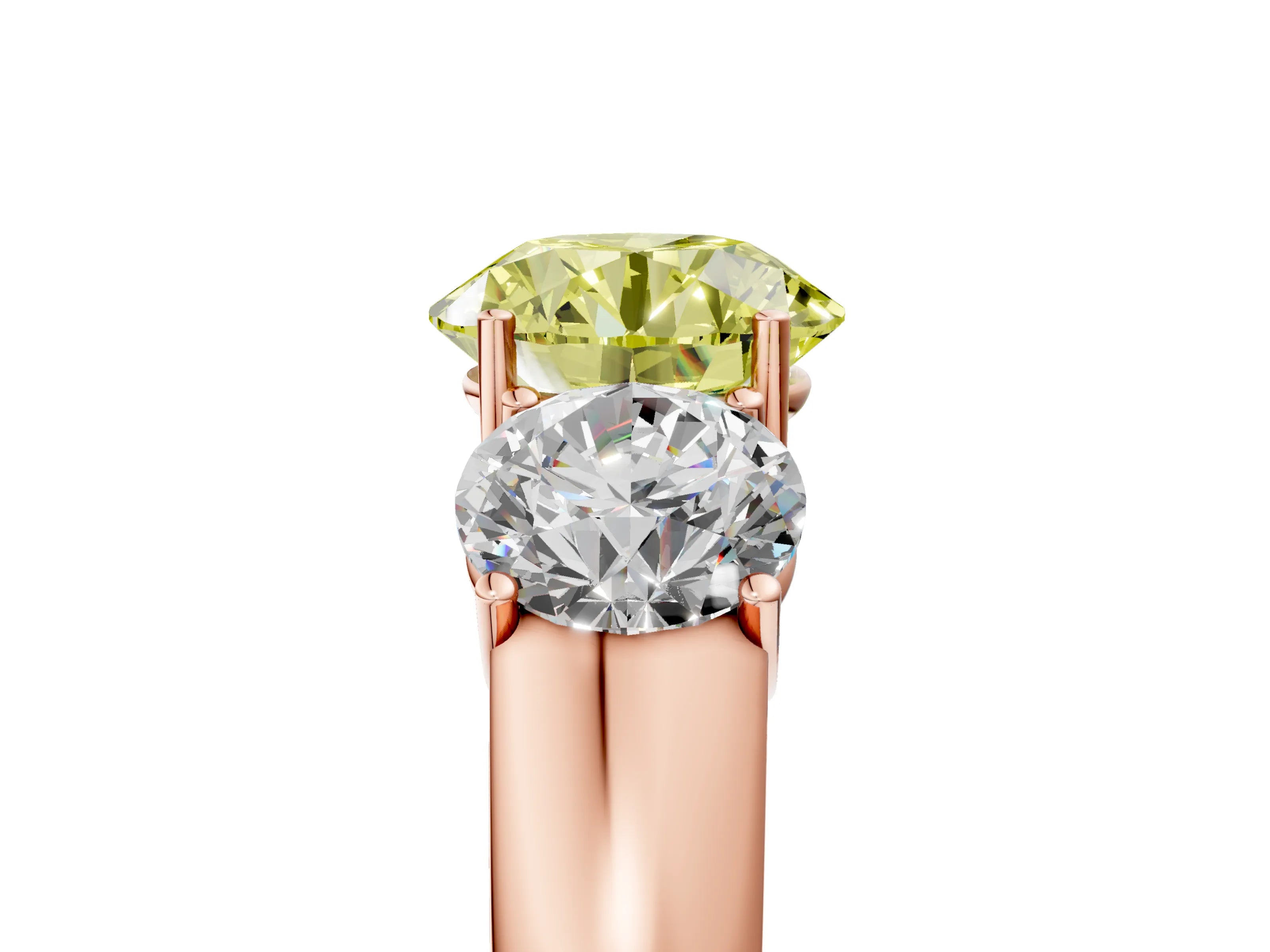 Rose gold Three-Stone Fancy Yellow Round Cut Cut Diamond Ring with Prong Setting and Classic Band_5