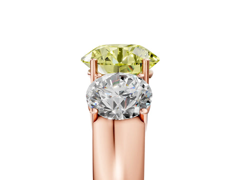 Rose gold Three-Stone Fancy Yellow Round Cut Cut Diamond Ring with Prong Setting and Classic Band_5