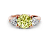 Rose gold Three-Stone Fancy Yellow Round Cut Cut Diamond Ring with Trillion Side Stones and Four-Prong Setting_3