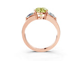 Rose gold Three-Stone Fancy Yellow Round Cut Cut Diamond Ring with Trillion Side Stones on a Split Shank Band_3