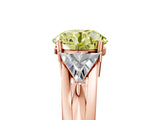 Rose gold Three-Stone Fancy Yellow Round Cut Cut Diamond Ring with Trillion Side Stones on a Split Shank Band_5