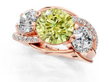 Rose gold Three-Stone Fancy Yellow Round Cut Cut Diamond Split Shank Prong Set Ring_1
