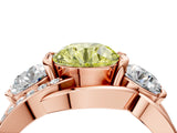 Rose gold Three-Stone Fancy Yellow Round Cut Cut Diamond Split Shank Prong Set Ring_4