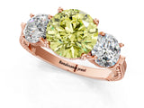 Rose gold Three-Stone Fancy Yellow Round Cut Cut Milgrain Band Prong Setting Ring_1