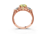 Rose gold Three-Stone Fancy Yellow Round Cut Cut Milgrain Band Prong Setting Ring_3
