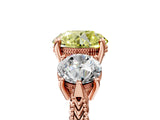 Rose gold Three-Stone Fancy Yellow Round Cut Cut Milgrain Band Prong Setting Ring_5